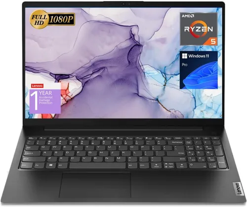 Laptop Lenovo V15, pantalla FHD de 15.6 pulgadas, procesador AMD Ryzen 5 5500U hexa-core (supera al Intel i7-1065G7), 16 GB RAM, SSD de 512 GB,