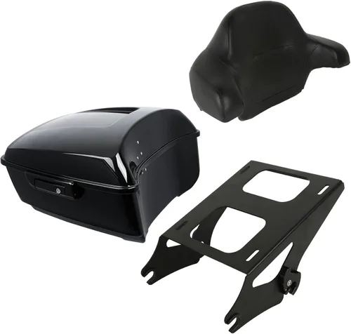Miniatura 22 de XMT-MOTO King Tour Trunk + almohadilla de respaldo envolvente+estante de montaje negro+accesorios de acoplamiento para Harley Touring Road King Road