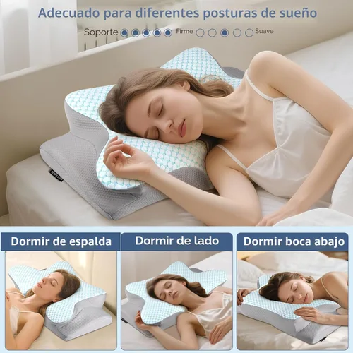 Miniatura 6 de Almohada cervical para el cuello – Almohada ergonómica para dormir de lado para aliviar el dolor, almohada cervical refrescante para dormir