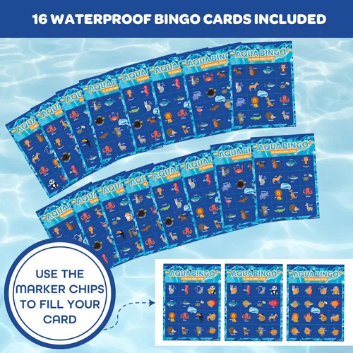 Miniatura 6 de Juego de buceo de bingo en la piscina para niños, juguete de edición divertida para fiesta de verano, bucea y llama 30 "números" con temática