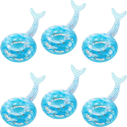 LIYDE - Paquete de 6 soportes inflables para bebidas de sirena, flotadores flotantes para bebidas de piscina, soporte para bebidas para piscina,