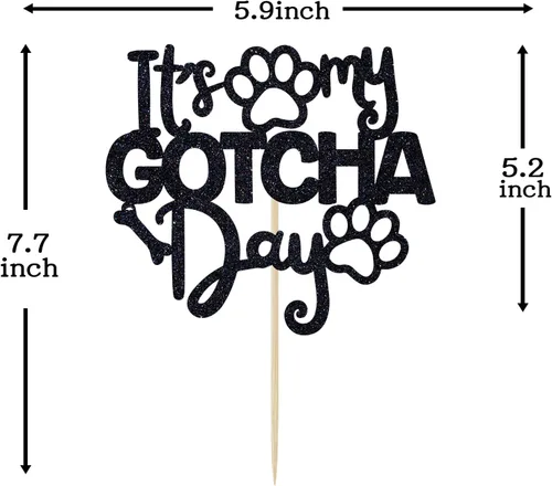 Miniatura 6 de It's My Gotcha Day - Decoración para tartas con purpurina negra, feliz día de Gotcha, decoración de fiesta del día de adopción de mascotas