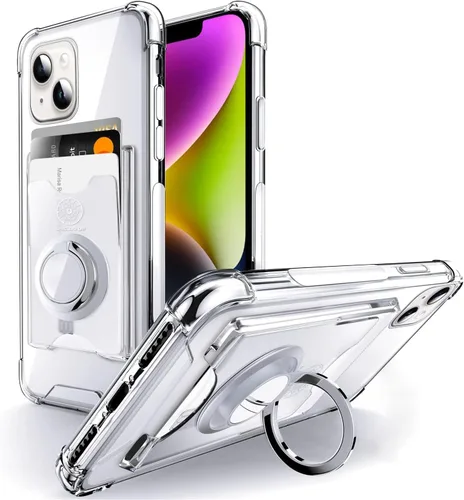 Miniatura 17 de Shields Up Funda diseñada para iPhone 8 Plus/iPhone 7 Plus, funda minimalista con tarjetero [3 tarjetas] y soporte de anillo, funda protectora