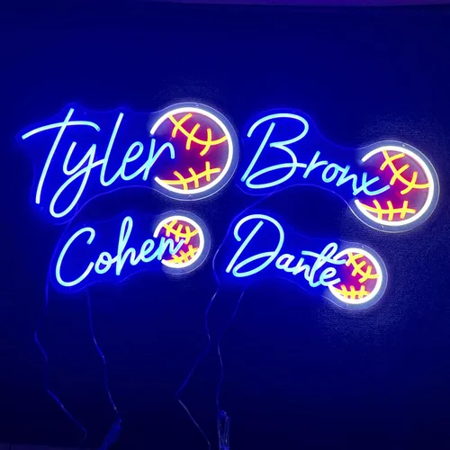 Miniatura 2 de Letrero de neón personalizado con nombre, con luz de neón para decoración de pared, letreros deportivos personalizables con luz LED para decoración