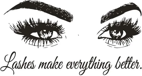 Miniatura 6 de Calcomanía de pared con texto en inglés "Lashes Make Everything Better", adhesivo de vinilo para salón de belleza, sala de maquillaje, espejo