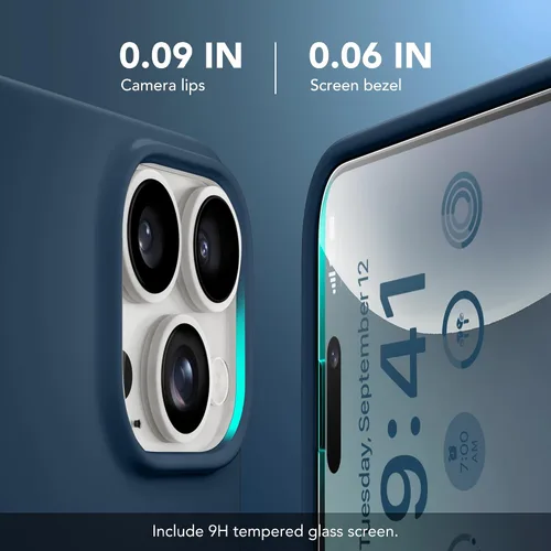 Miniatura 6 de GONEZ Funda de silicona para iPhone 14 Pro Max, compatible con MagSafe, con protector de pantalla + protector de lente de cámara, silicona líquida a