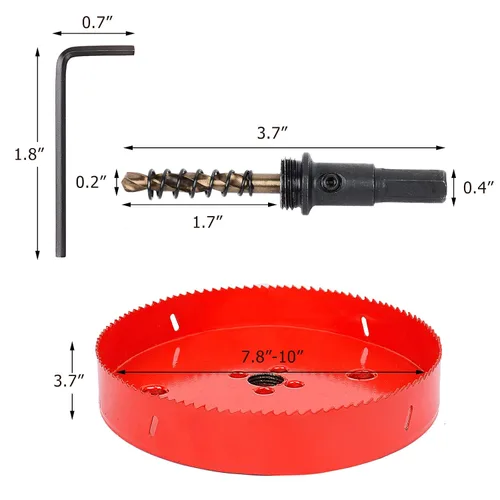 Miniatura 3 de Sierra de agujero bimetálica de 10 pulgadas, cortador de agujeros HSS, resistente para perforar madera, plástico, madera contrachapada, techo