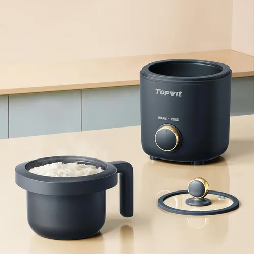 Miniatura 8 de TOPWIT Arrocera pequeña, mini olla arrocera para 2 tazas sin cocinar, arrocera portátil de 1.2 litros con revestimiento antiadherente, sin BPA, Beige