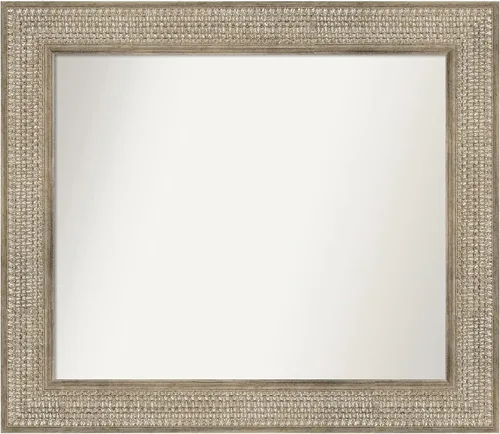 Miniatura 114 de Amanti Art Espejo de baño plateado para sobre fregadero, 26 x 26 pulgadas, espejo cuadrado de níquel pulido, marco de madera tradicional mediano, se