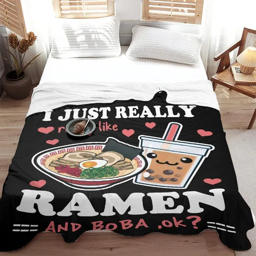 Miniatura 8 de Manta de burbujas Ramen de forro polar, regalo Kawaii para niñas, adolescentes, amantes de los fideos, té de burbujas, 40 x 50 pulgadas, manta