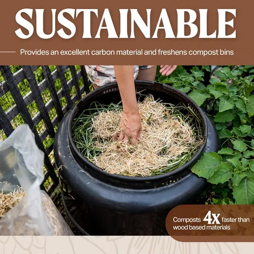 Miniatura 6 de HealthiStraw GardenStraw, mantillo totalmente natural de 3 pies cúbicos (20 libras) para siembra de jardines, verduras y césped, paja de trigo que