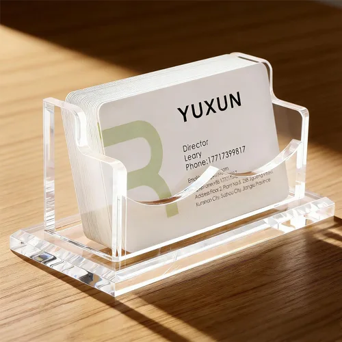 Miniatura 6 de YUXUN Tarjetero acrílico para escritorio, organizador de tarjetas de visita para mujeres, soporte transparente para tarjetas de presentación, base