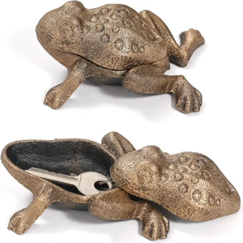Miniatura 12 de Ocultador de llaves para exteriores, estatua de animal de hierro fundido y llaves para exteriores, soporte decorativo para llaves ocultas, antiguo