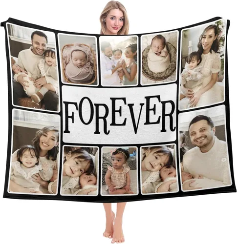 Miniatura 16 de Mantas personalizadas con fotos, regalos personalizados para parejas, manta con fotos personalizada, regalos para siempre y para siempre, regalo