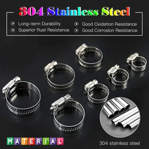 Miniatura 3 de Glarks Kit surtido de abrazaderas de manguera de engranaje helicoidal ajustable de 50 piezas de 0.315-1.496 in de rango de acero inoxidable