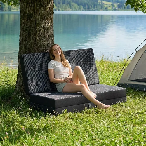 Miniatura 9 de Colchón triple plegable tamaño individual – Colchón plegable de espuma viscoelástica triple con funda lavable, asa y parte inferior antideslizante