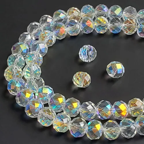 Miniatura 40 de Cuentas de vidrio Rondelle de 0.079 in para hacer joyas, cuentas espaciadoras de Briolette Crytal facetadas para pulseras, collares, aretes