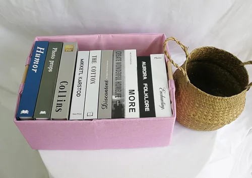 Miniatura 4 de Contenedor de almacenamiento para estantes, cestas rectangulares de armario, caja plegable con asas, cestas de estante rosa, cajas de juguetes