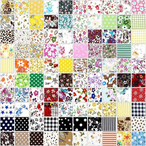 Miniatura 7 de Irenare 100 piezas de tela de algodón de 8 x 8 pulgadas cuadrados precortados de tela de acolchado, tela floral de retazos de tela de retazos