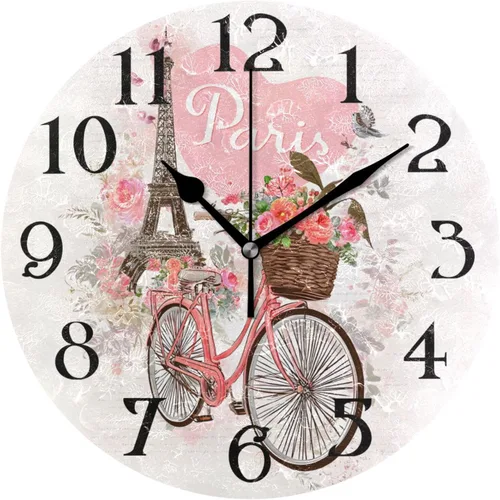 Miniatura 12 de Reloj de pared con mariposas moradas, silencioso, funciona con pilas, floral, sin tictac, decorativo, reloj analógico de cuarzo redondo de 9.5 A01