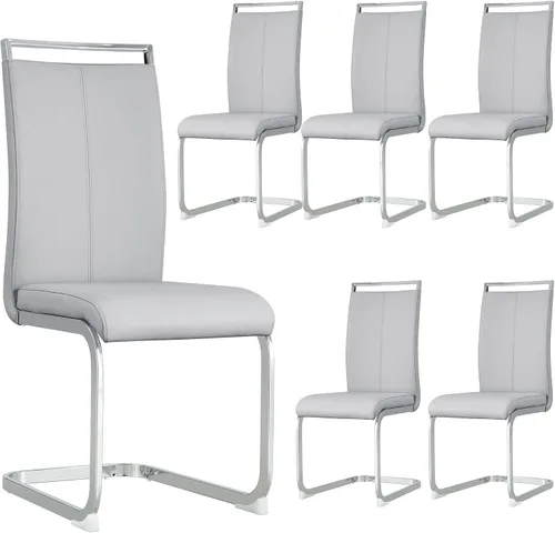 Miniatura 42 de Juego de 2 sillas de comedor modernas con esponja de alta densidad tapizada y patas de metal, sillas para comedor, sillas de comedor de piel