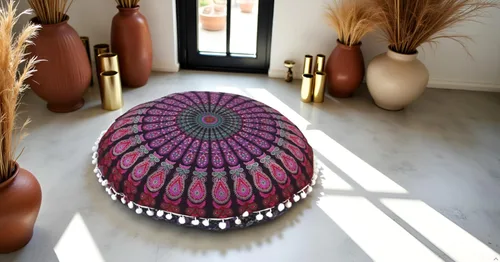 Miniatura 2 de CRAFT KALA Funda de Cojín Grande de Suelo Hippie Mandala Funda de Cojín de Meditación Funda de Puf Redondo Funda de Cojín Bohemia para el Suelo