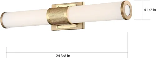 Miniatura 5 de Nuvo 62/1602 Caper LED Vanity latón cepillado con lente esmerilada, dorado