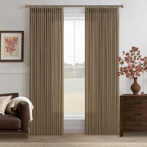 Miniatura 28 de TWODRAPES Cortinas de Lino Plisadas con Pinza Beige Blancas de 54 Pulgadas de Largo 2 Paneles para Comedor Cocina Dormitorio Plisadas Semi