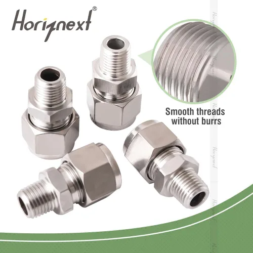 Miniatura 5 de Acoplamiento de compresión de acero inoxidable 304 para conectar tubo de 1/2 pulgada de diámetro exterior x rosca macho NPT de 1/4 pulgada