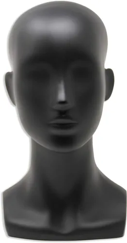 Miniatura 2 de Maniquí de cabeza femenina negra de 13 pulgadas de alto para exhibir pelucas, sombreros, auriculares, máscara, gafas de sol