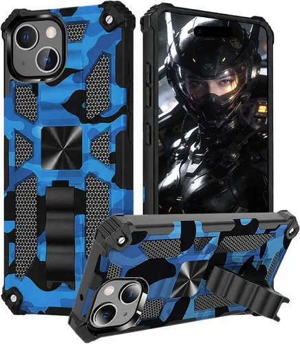 Miniatura 16 de CCSmall Funda de camuflaje para Apple iPhone 14 para hombres, protección resistente a prueba de golpes con función atril para iPhone 14 MC verde