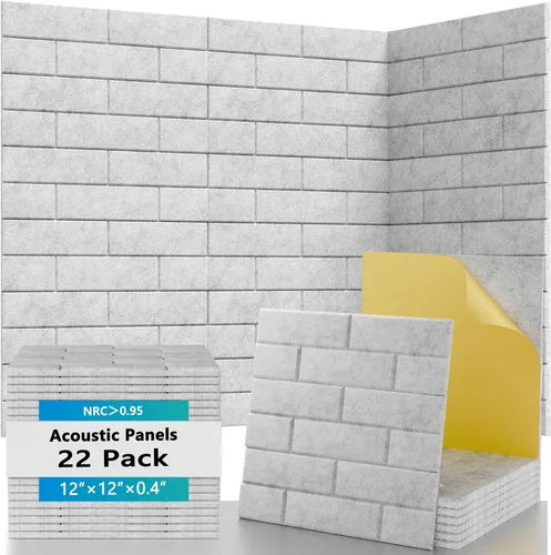 Miniatura 17 de Paquete de 15 paneles acústicos de 12 x 12 x 0.4 pulgadas, paneles autoadhesivos de absorción de sonido para paredes, espuma de reducción de ruido