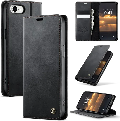 Miniatura 32 de Funda tipo cartera para iPhone 13 de piel tipo cartera con tarjetero y función atril, cierre magnético, bloqueo RFID, TPU a prueba de golpes