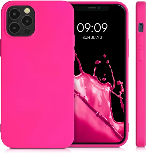 Miniatura 5 de kwmobile Funda compatible con Apple iPhone 12 / iPhone 12 Pro - Funda protectora delgada de silicona TPU - Rosa neón