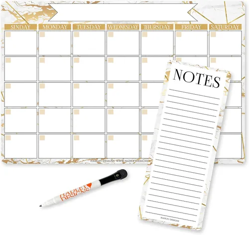 Miniatura 13 de Hadley Designs Calendario magnético grande vintage y pizarra de borrado en seco para refrigerador, calendario magnético de pizarra blanca, imán