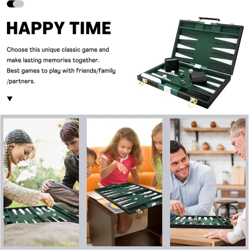 Miniatura 6 de Juego de Backgammon - Juego de mesa clásico con funda de cuero de primera calidad - Juego de estrategia de viaje portátil de backgammon para adultos