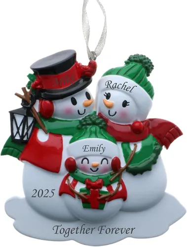Miniatura 7 de Adorno de Navidad familiar 2025 – Adorno personalizado para familias – Adorno familiar de muñeco de nieve personalizado – Decoración de árbol