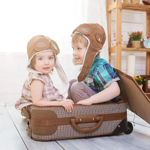 Miniatura 4 de Gorro con orejeras con polar, muy cálido, estilo aviador. Ideal para niños, de Happy Will Pilot., Talla libre, Marrón