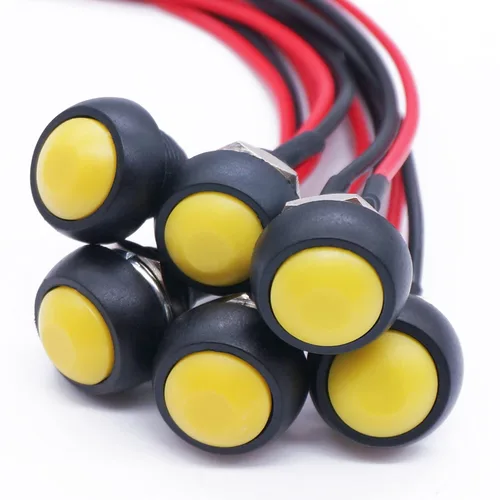 Miniatura 17 de Twidec/6 piezas de interruptores de botón momentáneo SPST AC250V/3A AC125V/6A mini apagado(encendido) en negro + rojo con cables presoldados Negro