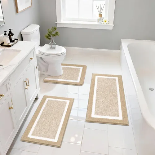 Miniatura 68 de Pauwer Juego de baño, alfombras de baño antideslizantes, alfombras de ducha absorbentes para suelo de baño, bañera y ducha, color azul aguamarina