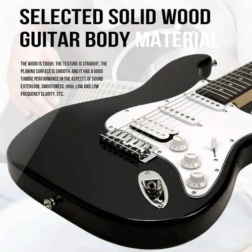 Miniatura 7 de Soulmate - Kit de guitarra eléctrica para principiantes de 39 pulgadas, tamaño completo, guitarra eléctrica de cuerpo sólido con pastilla HSS