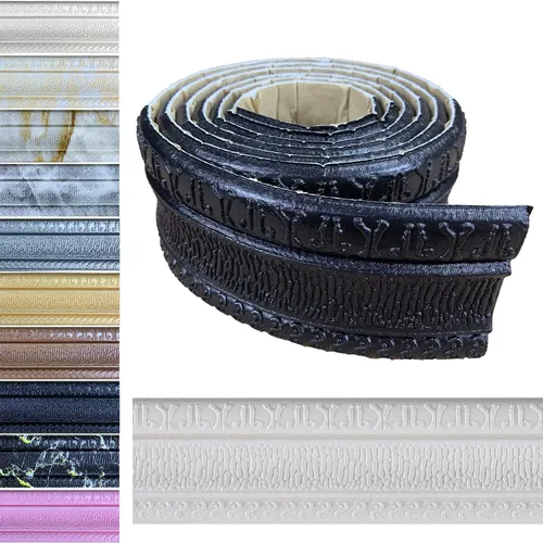 Miniatura 12 de Yutianli Moldura de Corona Despegar y Pegar Borde de Papel Tapiz Base de Pared Flexible Moldura Ribete Autoadhesiva Zócalo de Vinilo Gris Plateado