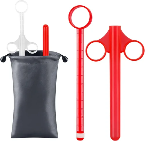 Miniatura 9 de [2 piezas + bolsa de almacenamiento] Jeringa aplicadora de lubricante con escalas precisas de 0.3 fl oz, disparador de lubricante anal de 6.5 Negro