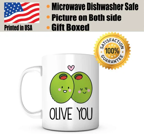 Miniatura 2 de Olive You-Taza de café matutina de 11 onzas para aniversario, romántica, divertida y linda para novio, novia, agradecimiento por amor, Navidad, día