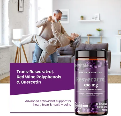 Miniatura 6 de ResVitále Resveratrol 500 mg - Suplemento de resveratrol para hombres y mujeres - 30 cápsulas vegetales