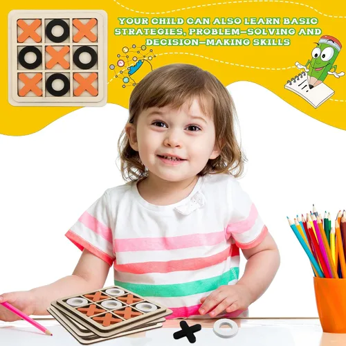 Miniatura 7 de Juego de 12 juegos de madera para niños, juego de mesa de madera XO, juego de mesa clásico para niños y niñas, juegos educativos, relleno de bolsas