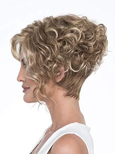 Miniatura 4 de Kelsey - Peluca de color negro – Envy Wigs de 11 pulgadas con ángulo asimétrico Bob largo delicioso rizos coquetos sintético monofilamento superior