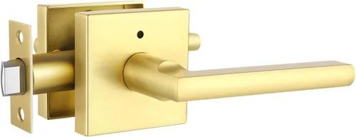 Paquete de 1 pomo de puerta dorado, manija dorada para puerta interior con acabado de latón satinado, manijas de puerta de privacidad para