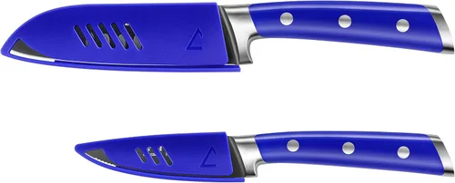 Miniatura 2 de Cangshan S+ Series 1022124 Juego de cuchillos de iniciación Santoku de acero alemán forjado de 2 piezas con revestimiento de titanio, con fundas