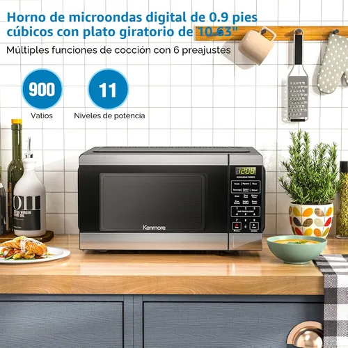 Miniatura 2 de Kenmore Horno microondas de mostrador, 6 menús preestablecidos automáticos, bloqueo para niños, funciones de descongelación y cocina rápida, 900